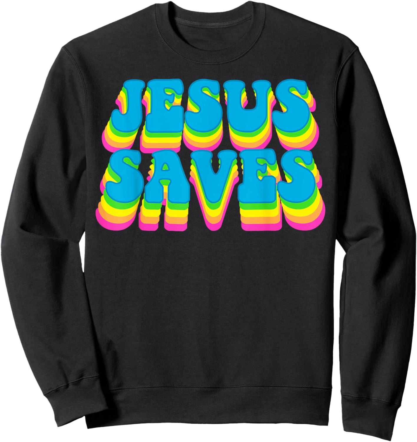 Groovy Jesus Saves Christian 70's Hippie Sweatshirt - Sweatshirt | Black