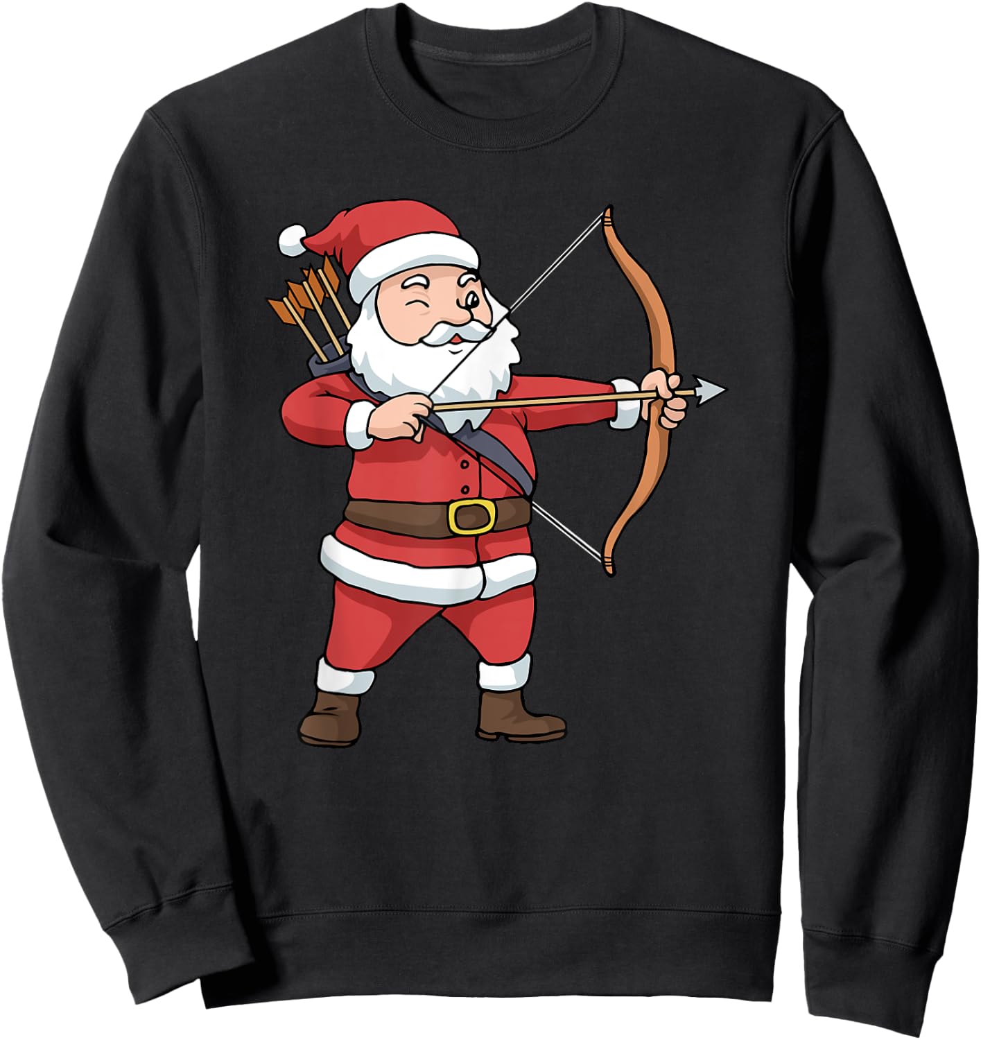 Christmas Archery Arrow Bow Hunting Santa Claus Sweatshirt - Sweatshirt | Black