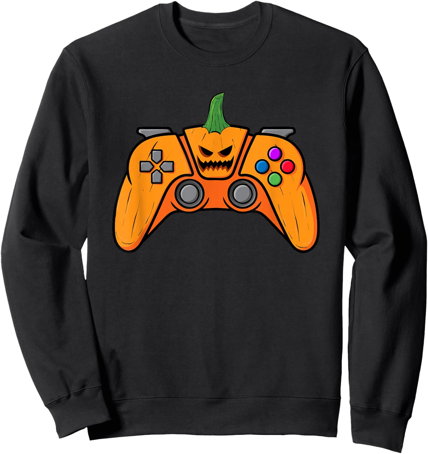 Halloween Video Game Controller With Pumpkin Face Gaming Sweatshirt - Sweatshirt | Black