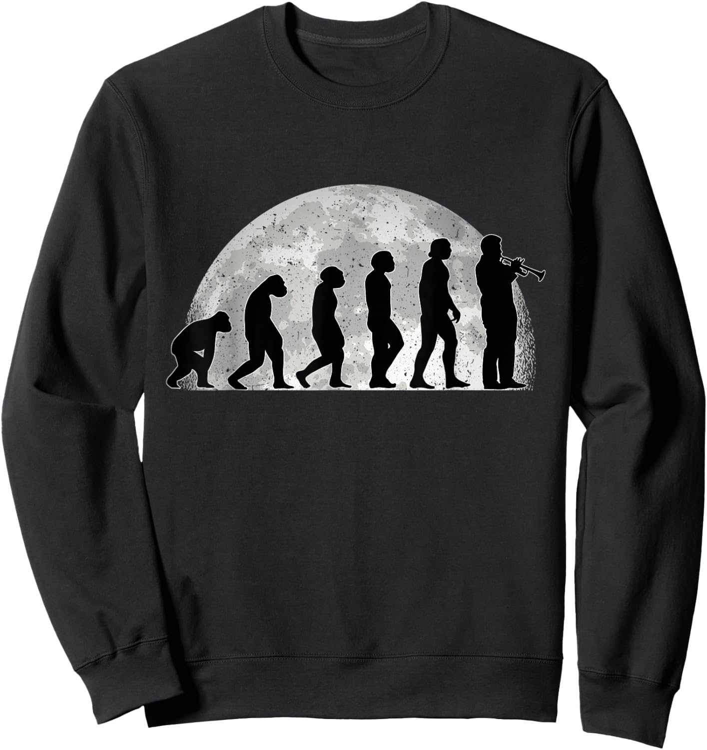 Trumpet Evolution Moon Trumpeter Jazz Music Sweatshirt - Sweatshirt | Black