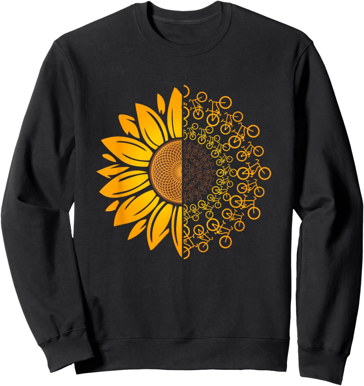 Vintage Bikes Biker Retro Bicycle Cycling Sunflower Sweatshirt - Sweatshirt | Black