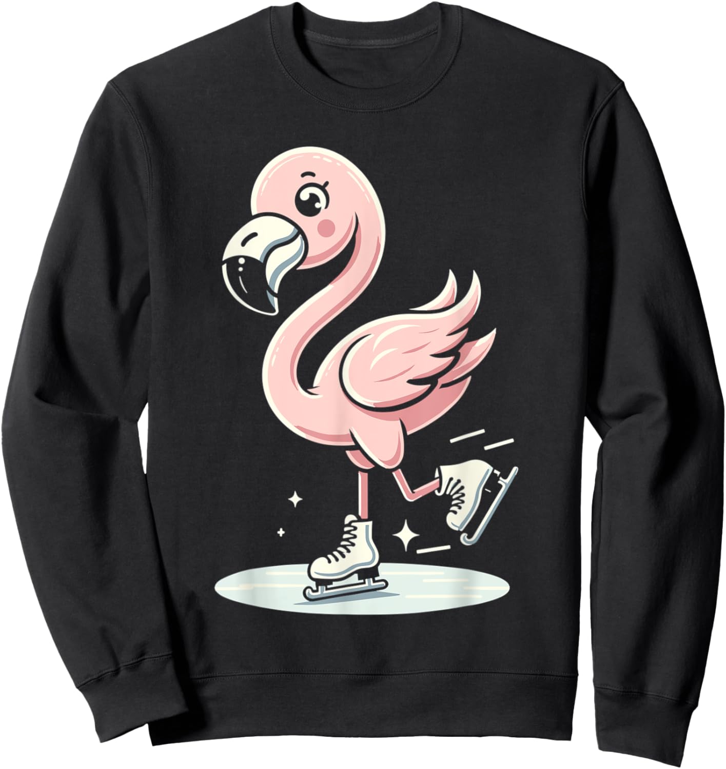 Cute Flamingo Ice Skating Skater Figure Skating For Girls Sweatshirt - Sweatshirt | Black