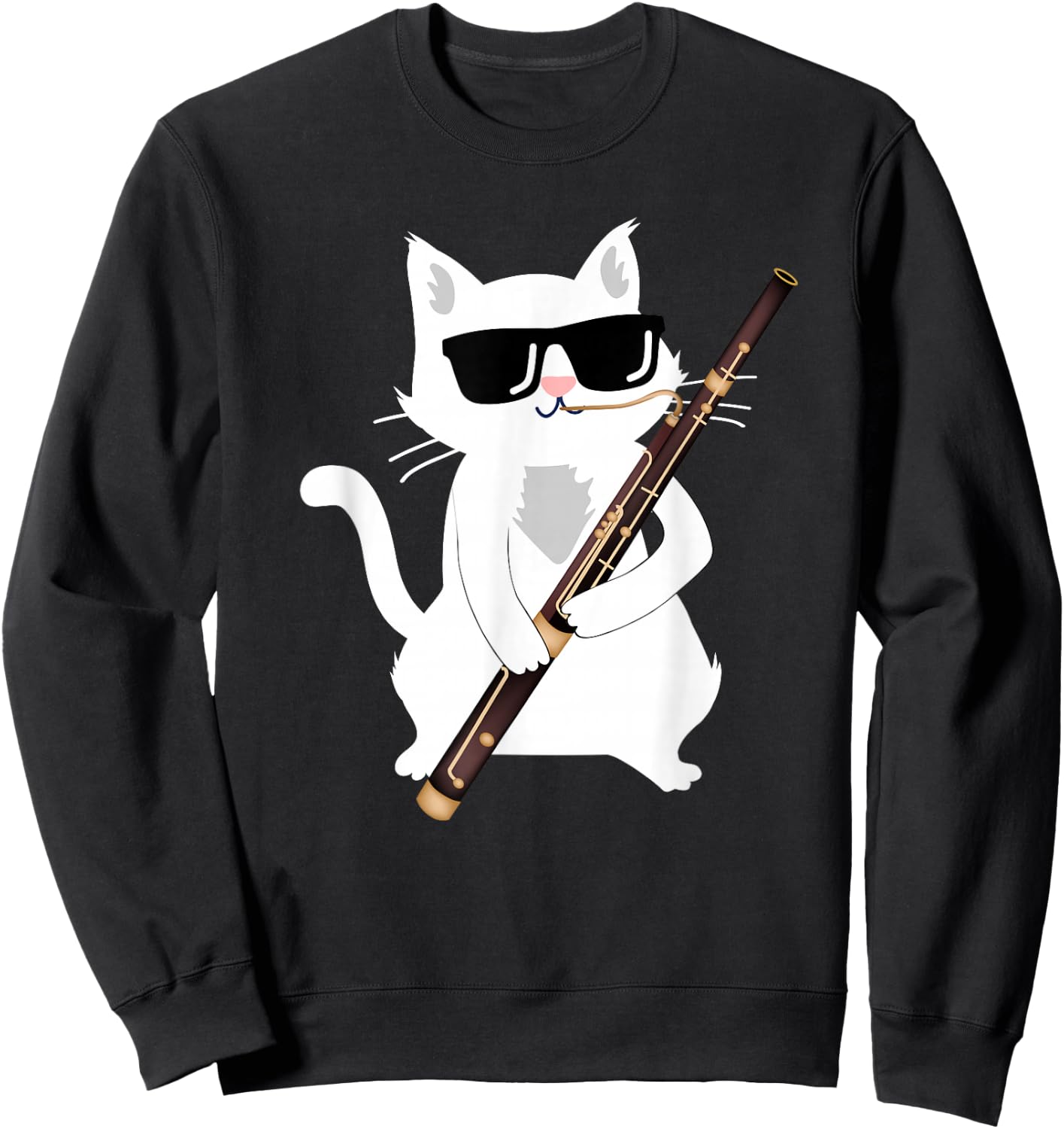 Cat Playing Bassoon Sweatshirt - Sweatshirt | Black