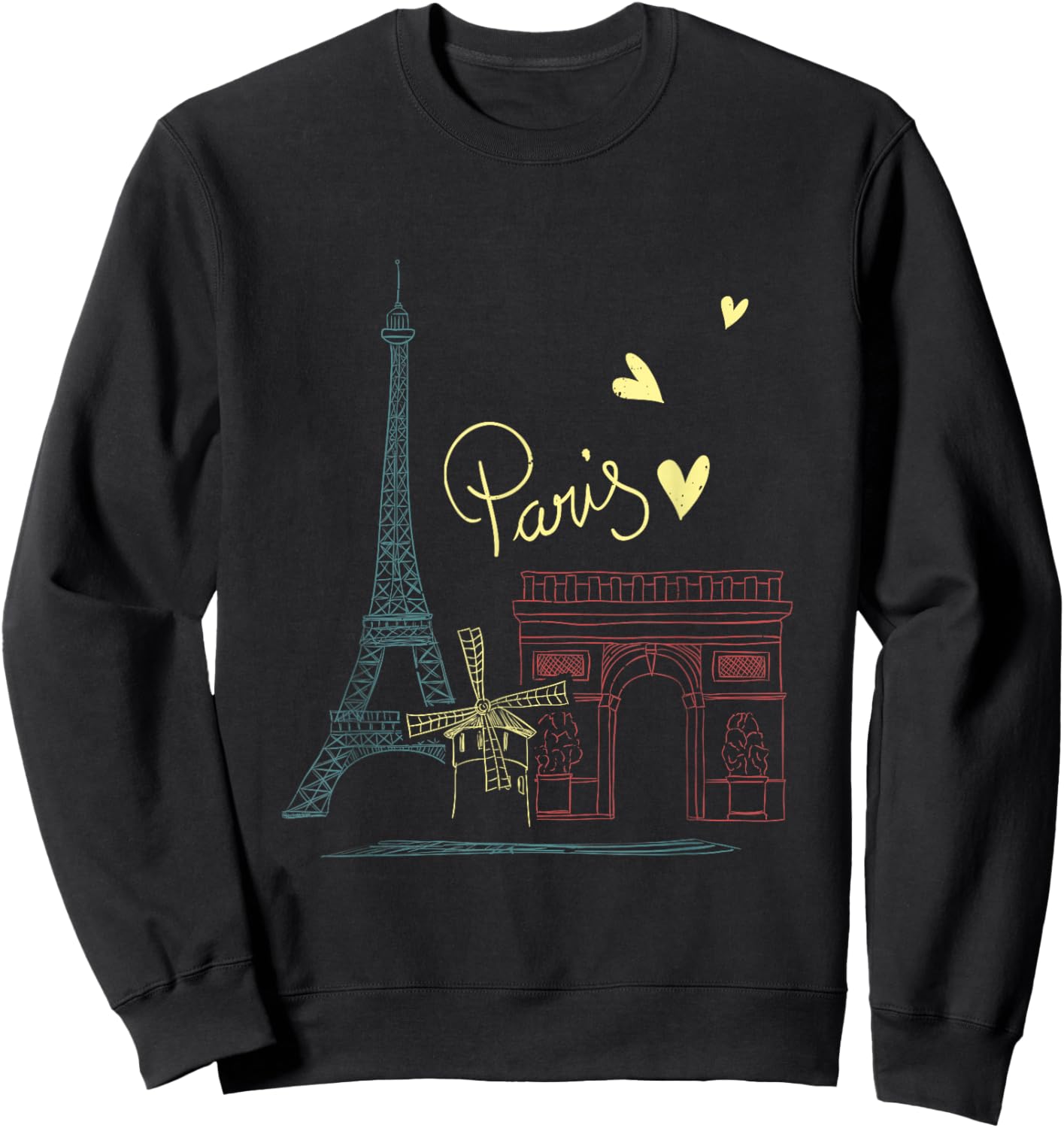 Paris Vacation France Holiday Eiffel Tower Love Paris Sweatshirt - Sweatshirt | Black