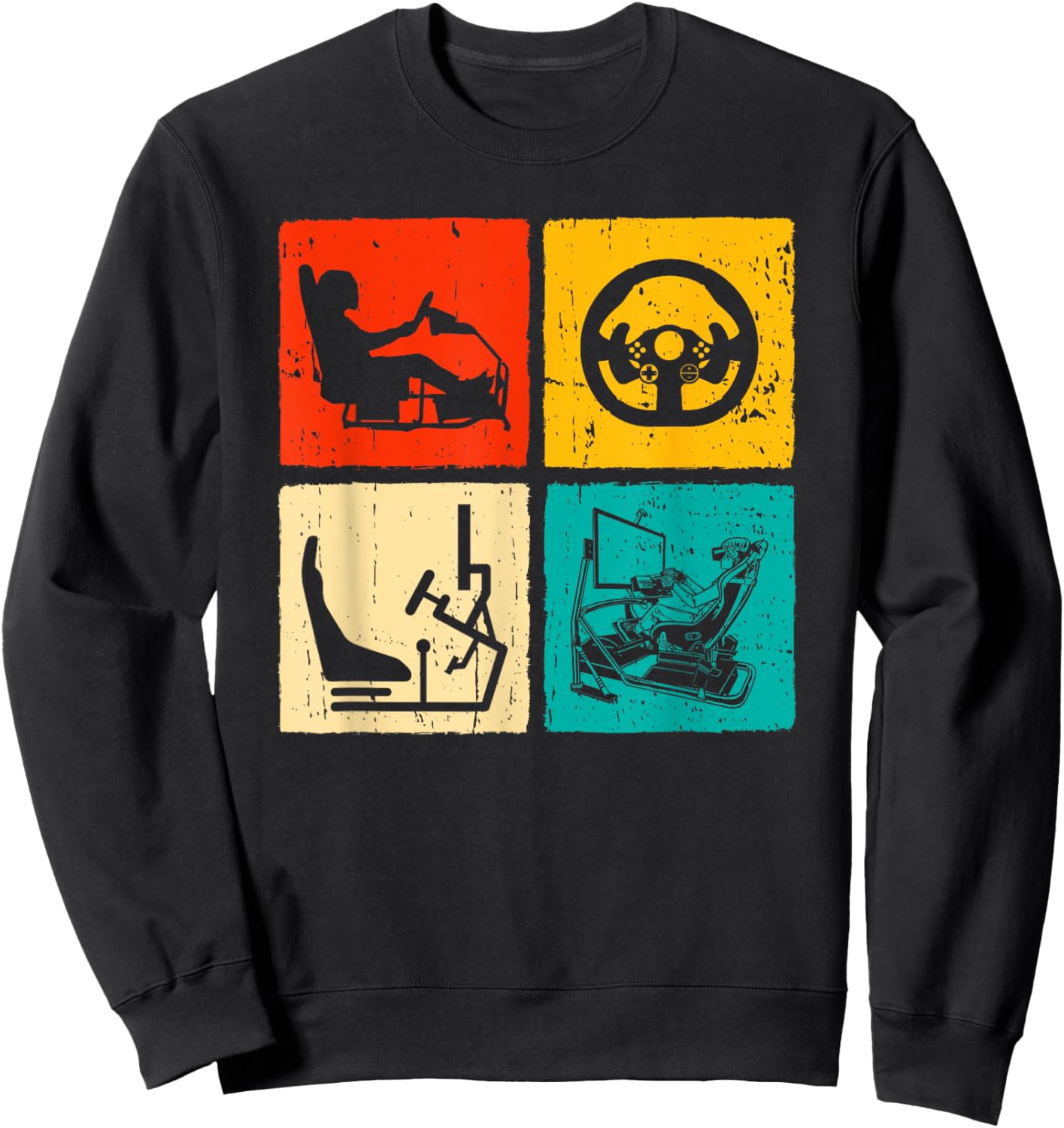 Sim Racing Retro Vintage Simulator Cockpit Racer Experience Sweatshirt - Sweatshirt | Black