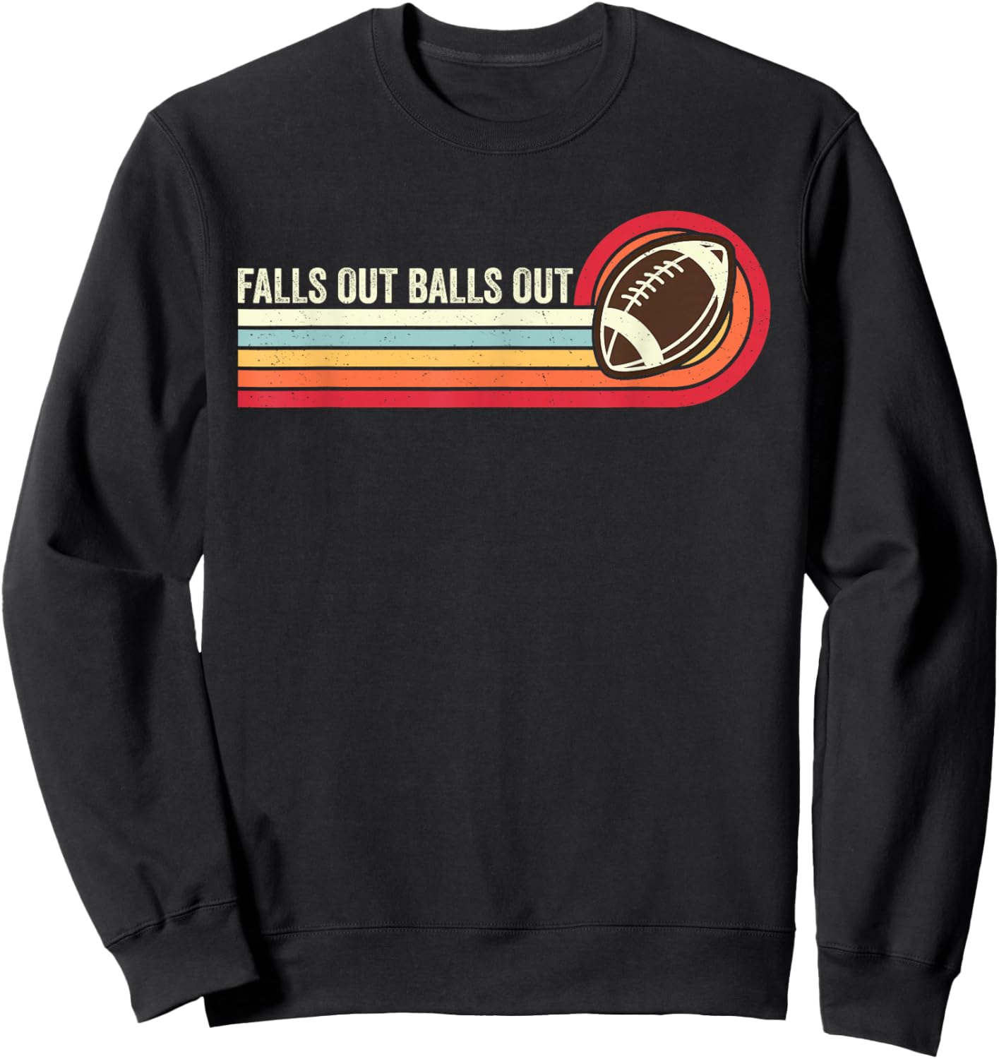 Falls Out Balls Out Retro Football Vintage Thanksgiving Sweatshirt - Sweatshirt | Black