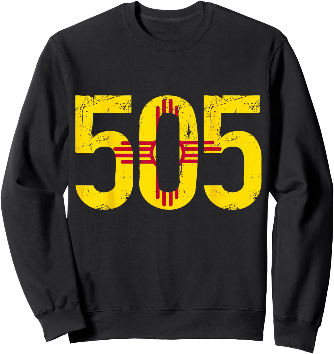 Albuquerque New Mexico 505 Area Code Flag Pride Vintage Sweatshirt - Sweatshirt | Black