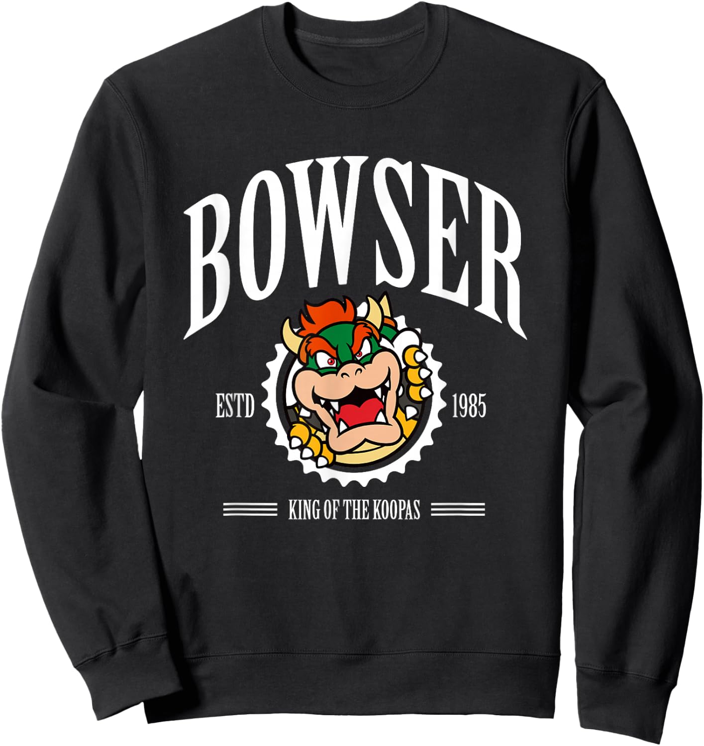 Super Mario Bros Bowser Est 1985 King Koopa Collegiate Sweatshirt - Sweatshirt | Black