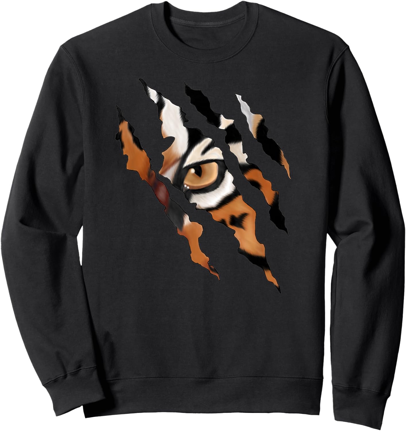 Fearless Tiger Cat Eye Claw Silhouette Sweatshirt - Sweatshirt | Black