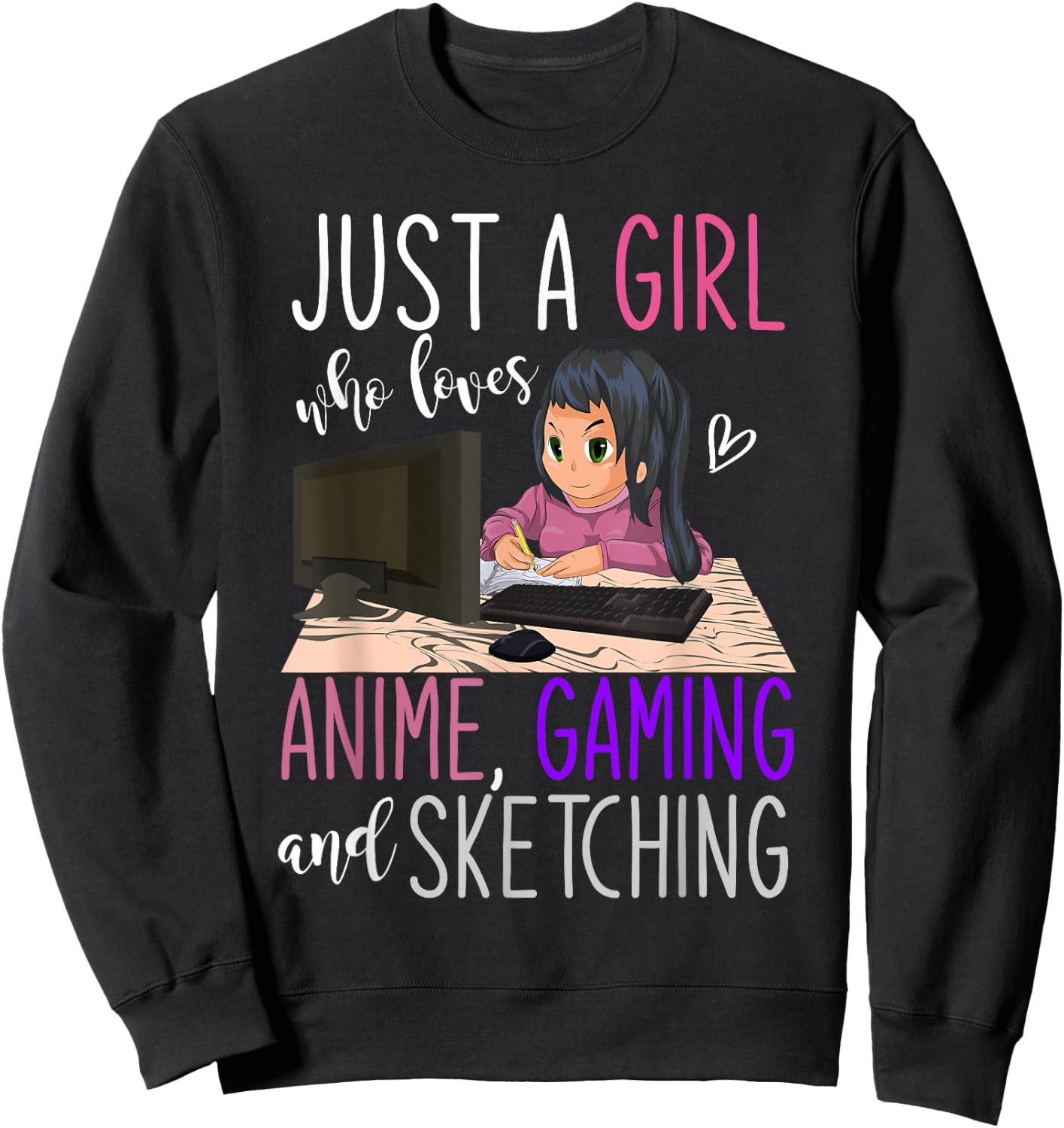 Artist Gamer Girls Gift Sketching Video Games Gaming Anime Sweatshirt - Sweatshirt | Black