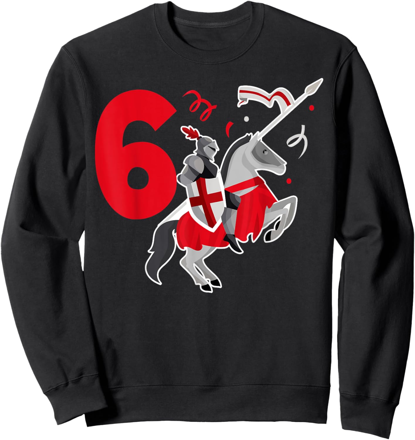 Kids 6th Birthday Party 6 Years Old Son Knights Soldier Sweatshirt - Sweatshirt | Black