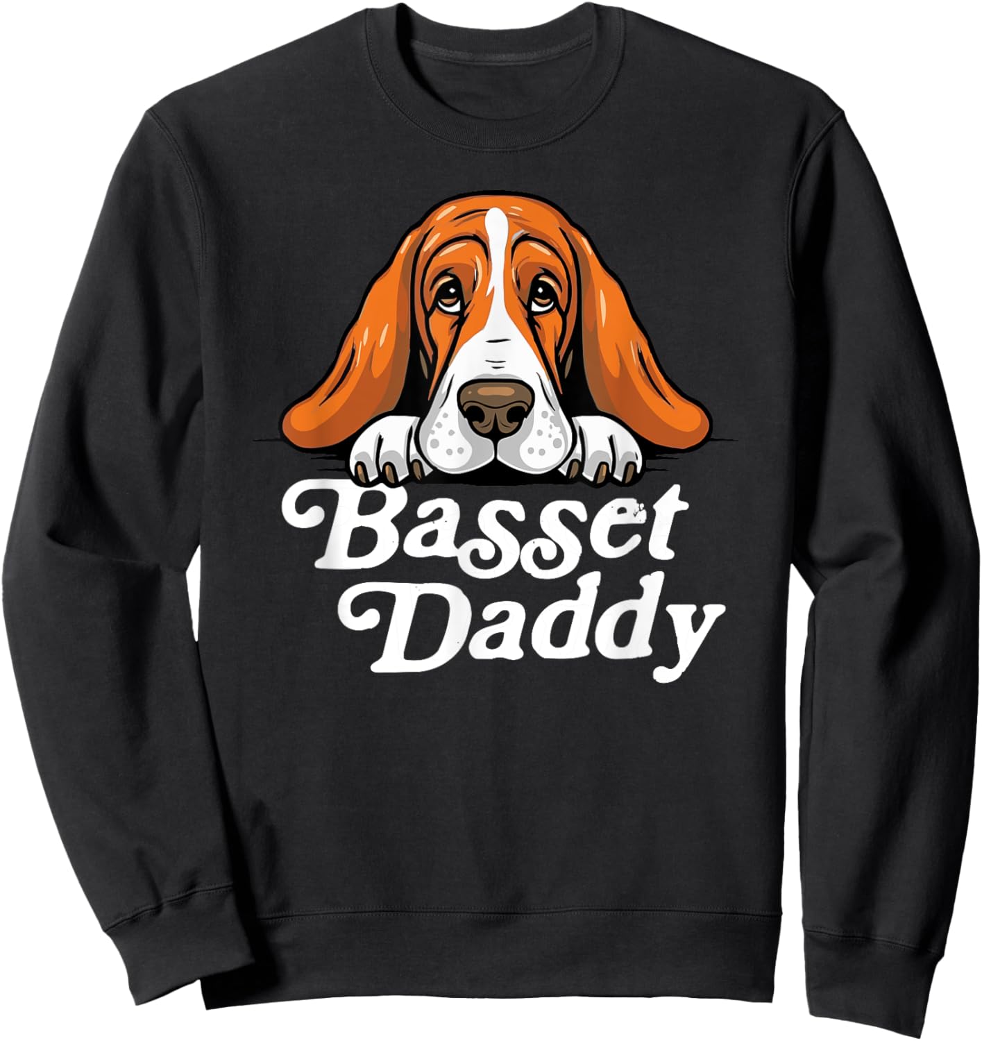 Basset Daddy Basset Hound Dad Puppy Cute Retro Dog Dad 80s Sweatshirt - Sweatshirt | Black
