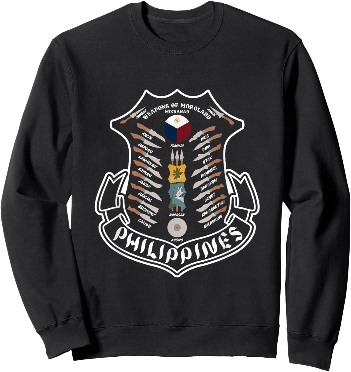 PHILIPPINES WEAPONS OF MOROLAND MINDANAO - Cultural Plaque Sweatshirt - Sweatshirt | Black