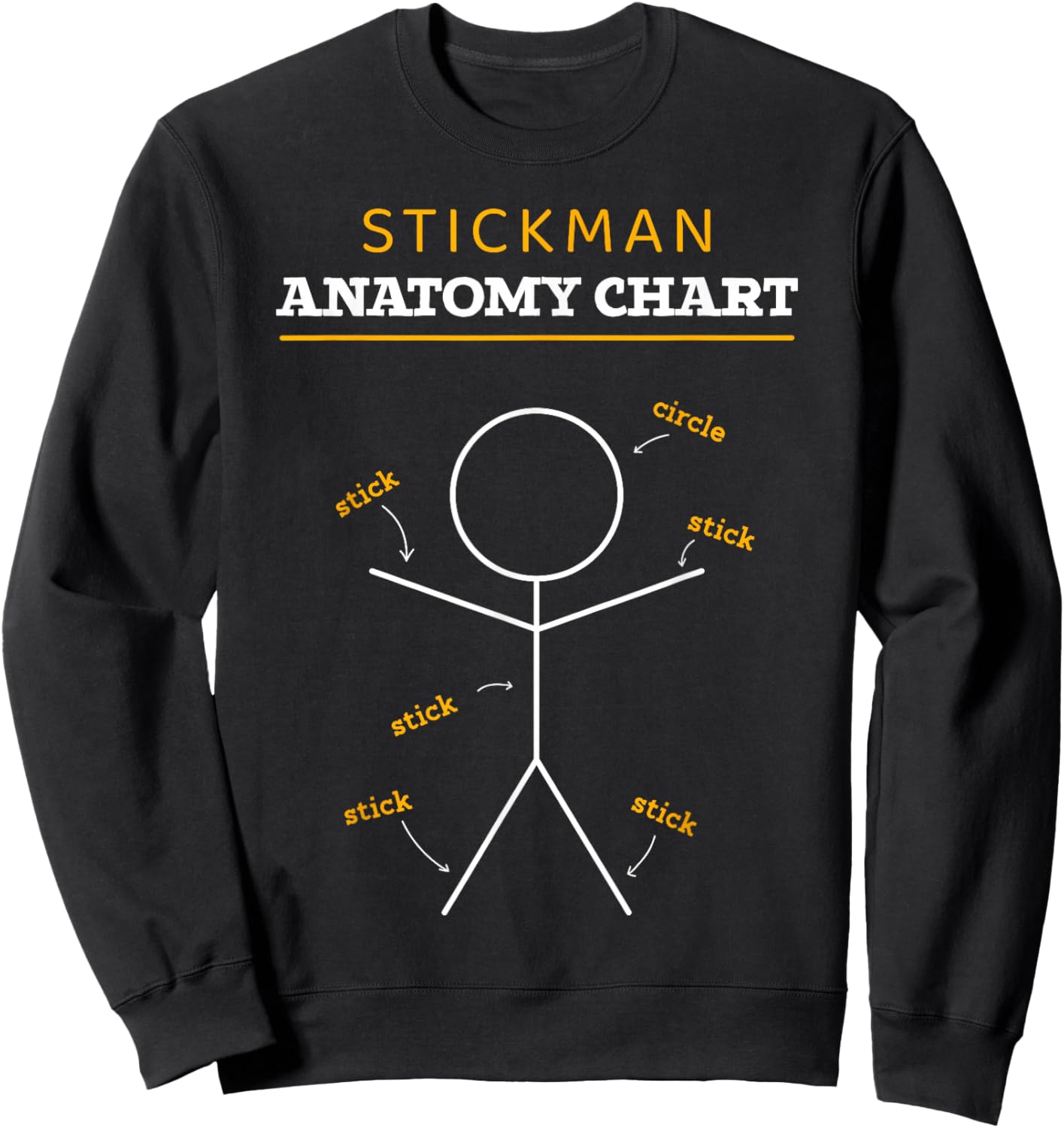 Stick Figures Anatomy Chart Funny Anatomist Stickman Anatomy Sweatshirt - Sweatshirt | Black