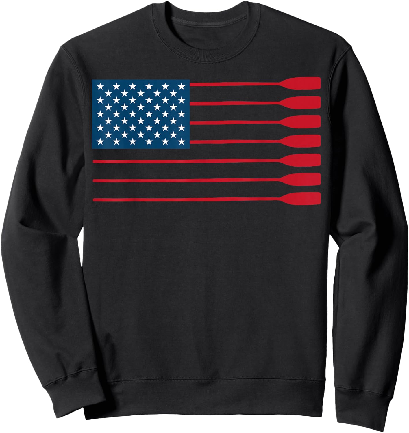 Cool American Flag Rowing Oar Funny Paddle Lover Rowers Sweatshirt - Sweatshirt | Black