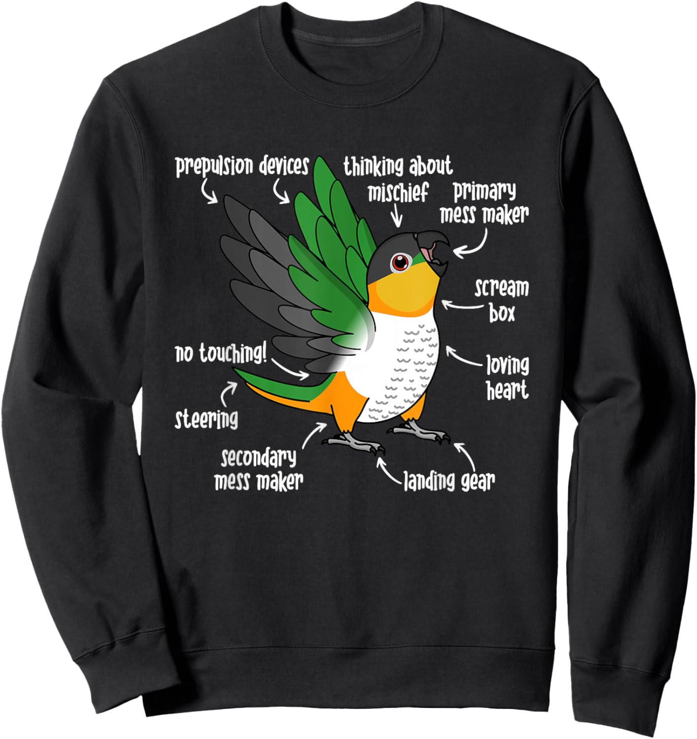 Parrot Anatomy I Black-headed Caique Sweatshirt - Sweatshirt | Black