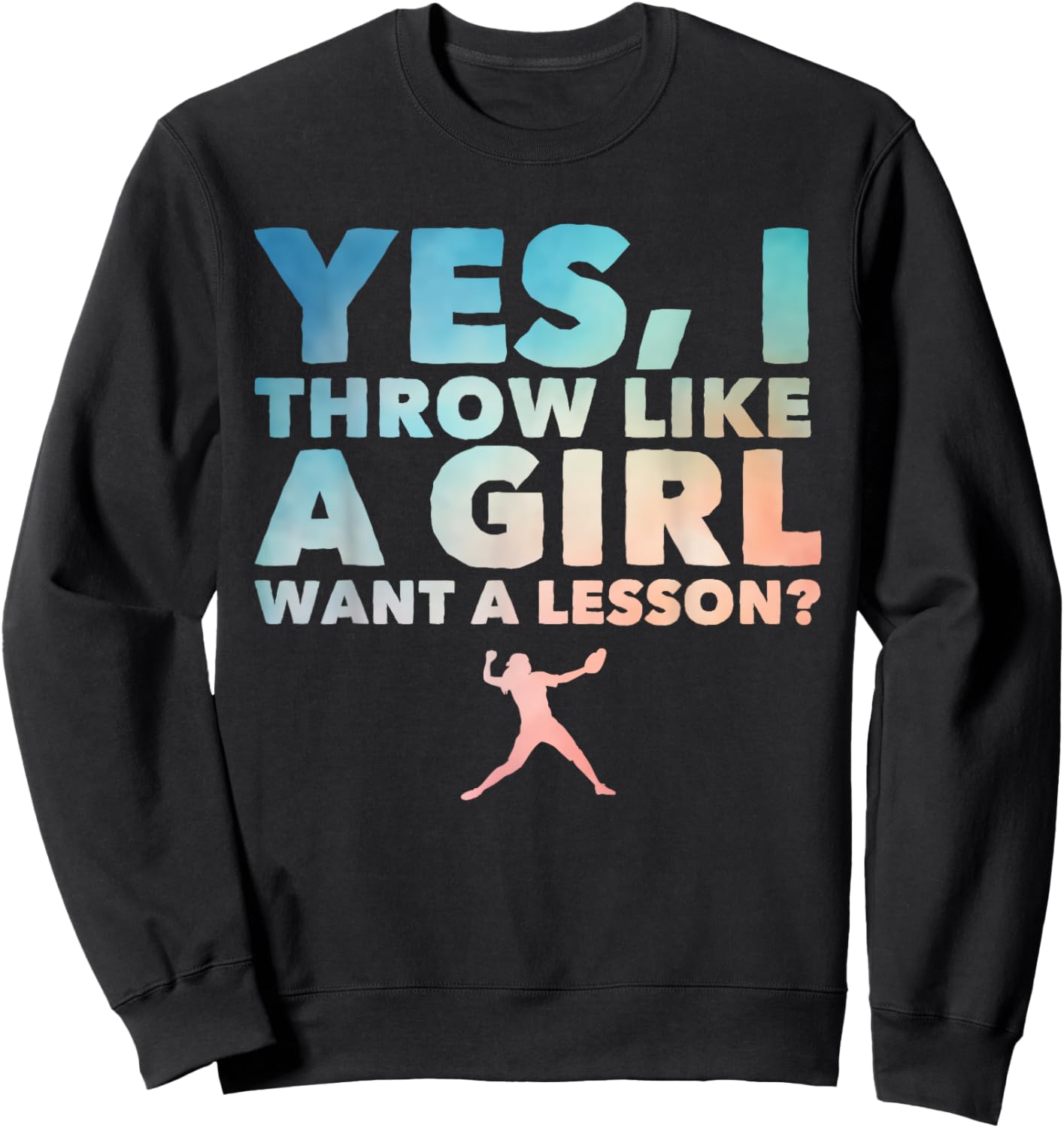 Cool Softball Design Girls Pitcher Softball Player Sweatshirt - Sweatshirt | Black