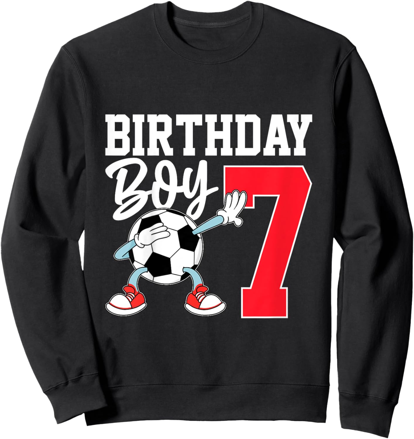 Kids 7th Birthday Shirt Boy Soccer Kids Football Seven 7 Year Old Sweatshirt - Sweatshirt | Black