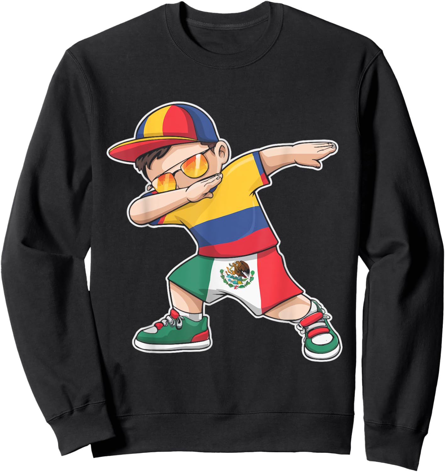 Half Columbian Half Mexican Mexico Flag Columbia Sweatshirt - Sweatshirt | Black