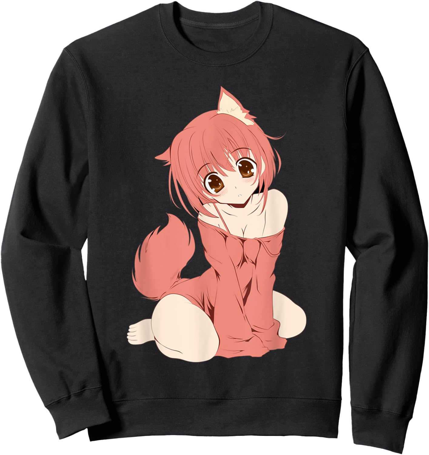 Japanese Anime Persian Cat Girl Cute Manga Otaku Catgirl Sweatshirt - Sweatshirt | Black
