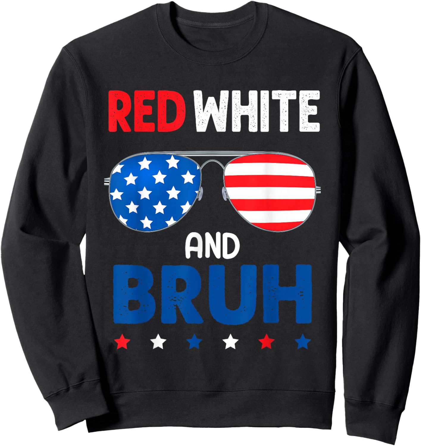 Red And White Bruh Patriotic 4th Of July Boys Girls Kids Sweatshirt - Sweatshirt | Black