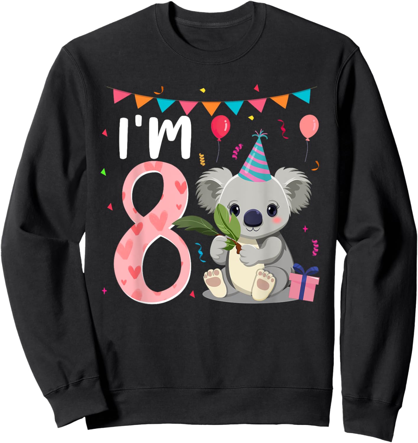 8th Birthday Girl Koala Bear 8 Year Old Sweatshirt - Sweatshirt | Black