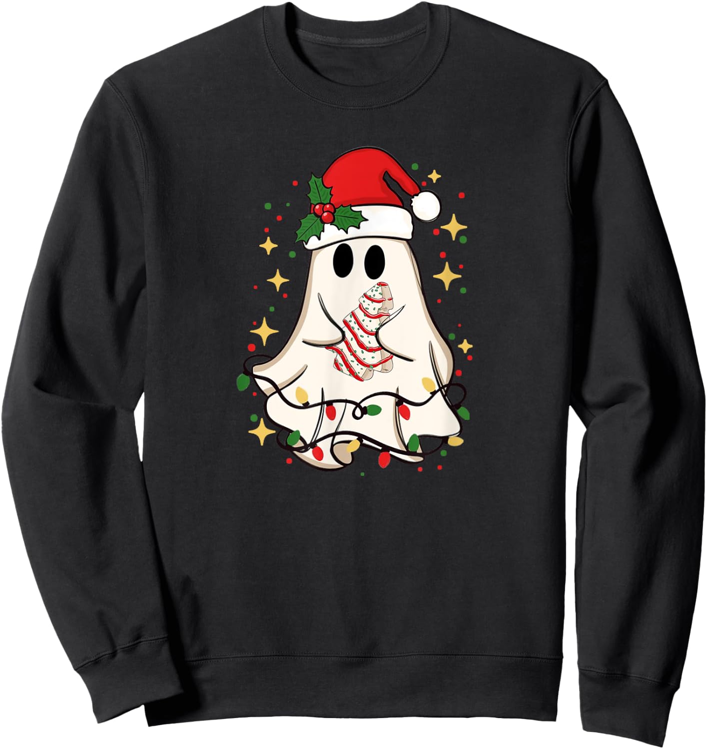 Cute Ghost Christmas Tree Frosting Frosted Cake Debbie Snack Sweatshirt - Sweatshirt | Black