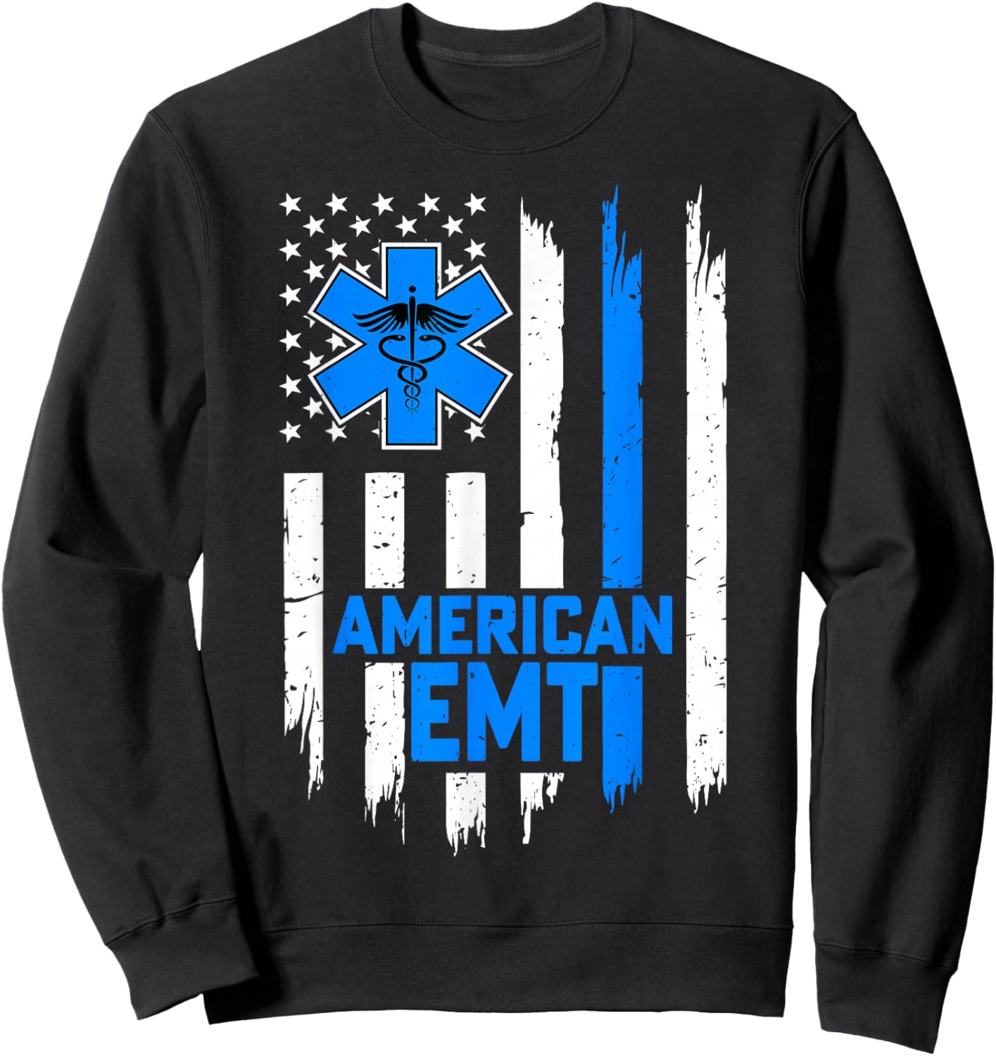 American EMT USA Flag 4th of July Educated Paramedic Gifts Sweatshirt - Sweatshirt | Black