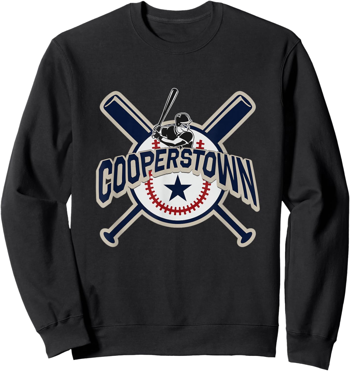 Cooperstown New York Family Holiday Baseball Game Sweatshirt - Sweatshirt | Black
