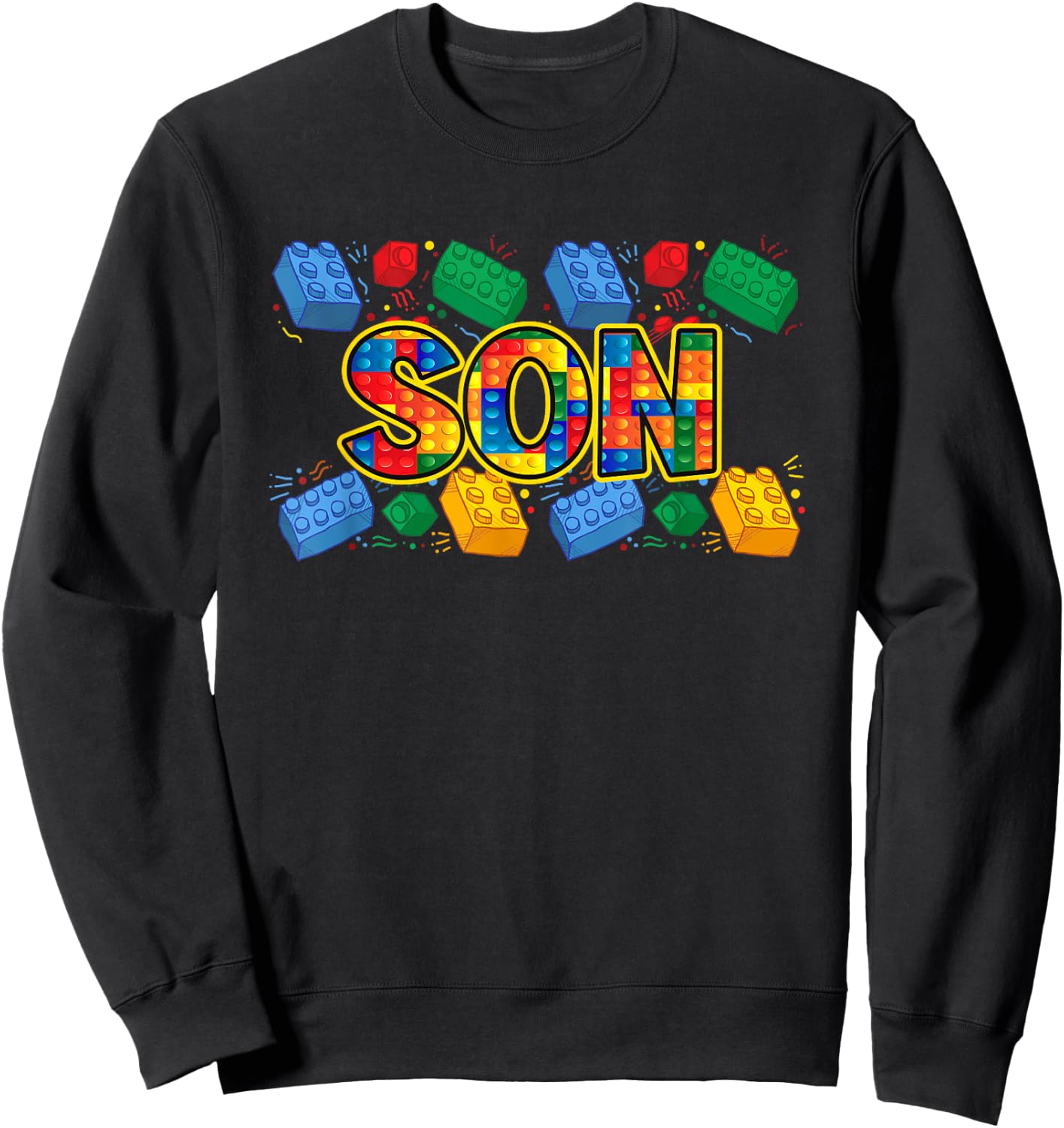 Son Brick Builder Boy Master Builder Blocks Building Funny Sweatshirt - Sweatshirt | Black