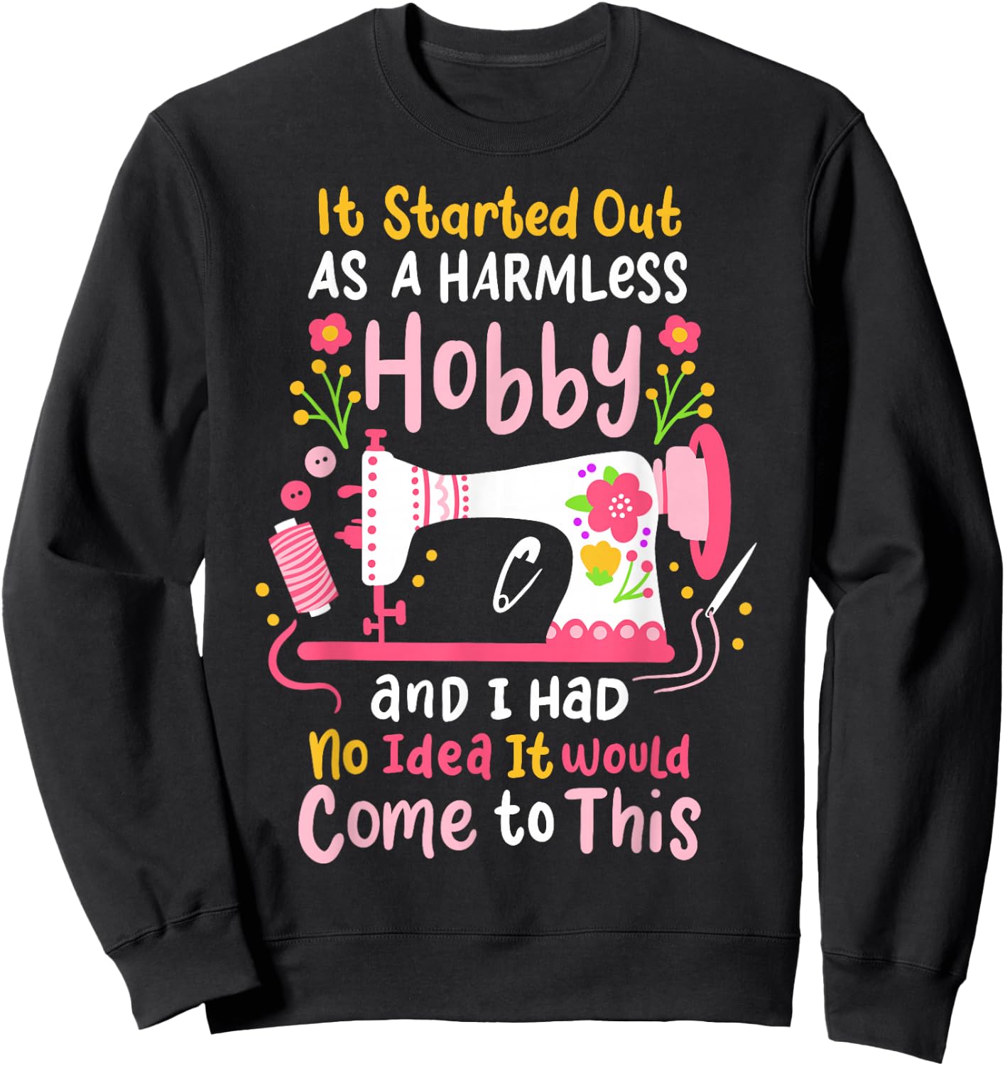 Sewing Quilting Quilt Sweatshirt - Sweatshirt | Black