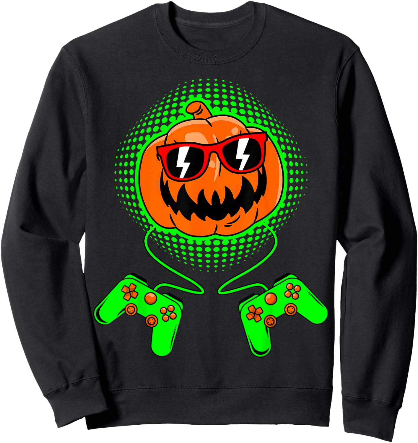 Boys Halloween Jack O Lantern Gamer Kids Men Halloween Sweatshirt - Sweatshirt | Black