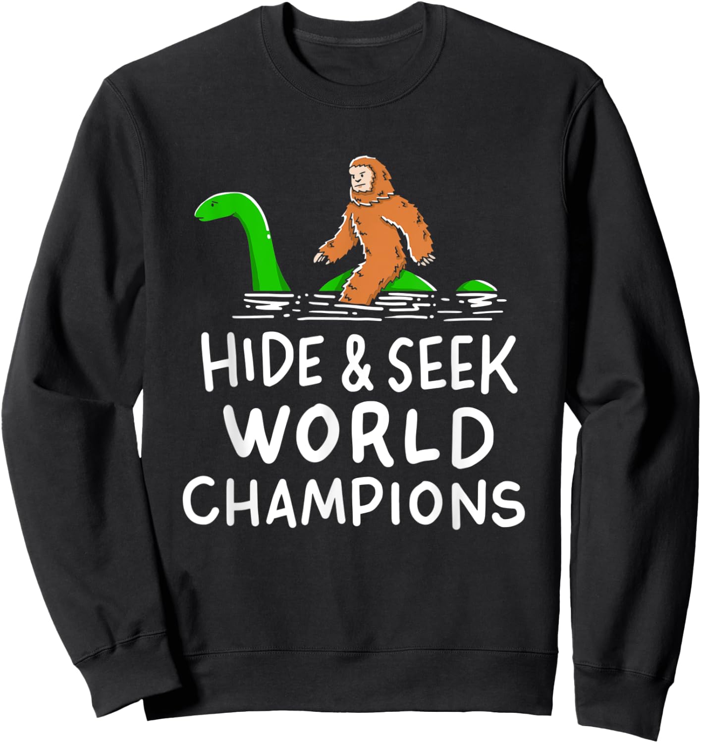 Bigfoot Riding Loch Ness Monster Gift A Champion Sweatshirt - Sweatshirt | Black