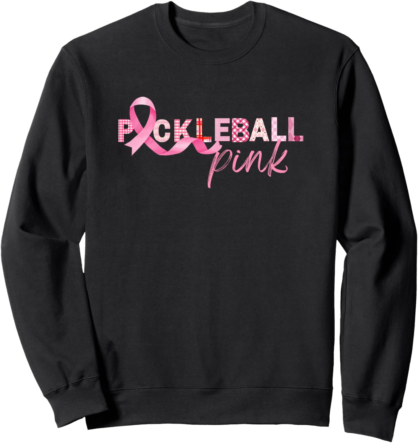 Pickleball Pink Ribbon Show Support On the Pickleball Court Sweatshirt - Sweatshirt | Black