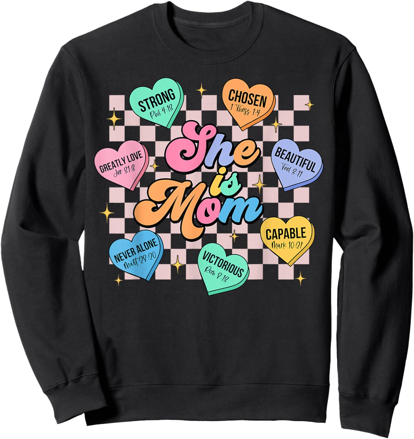 She Is Mom Christian Bible Verse Religious Mother's Day Sweatshirt - Sweatshirt | Black