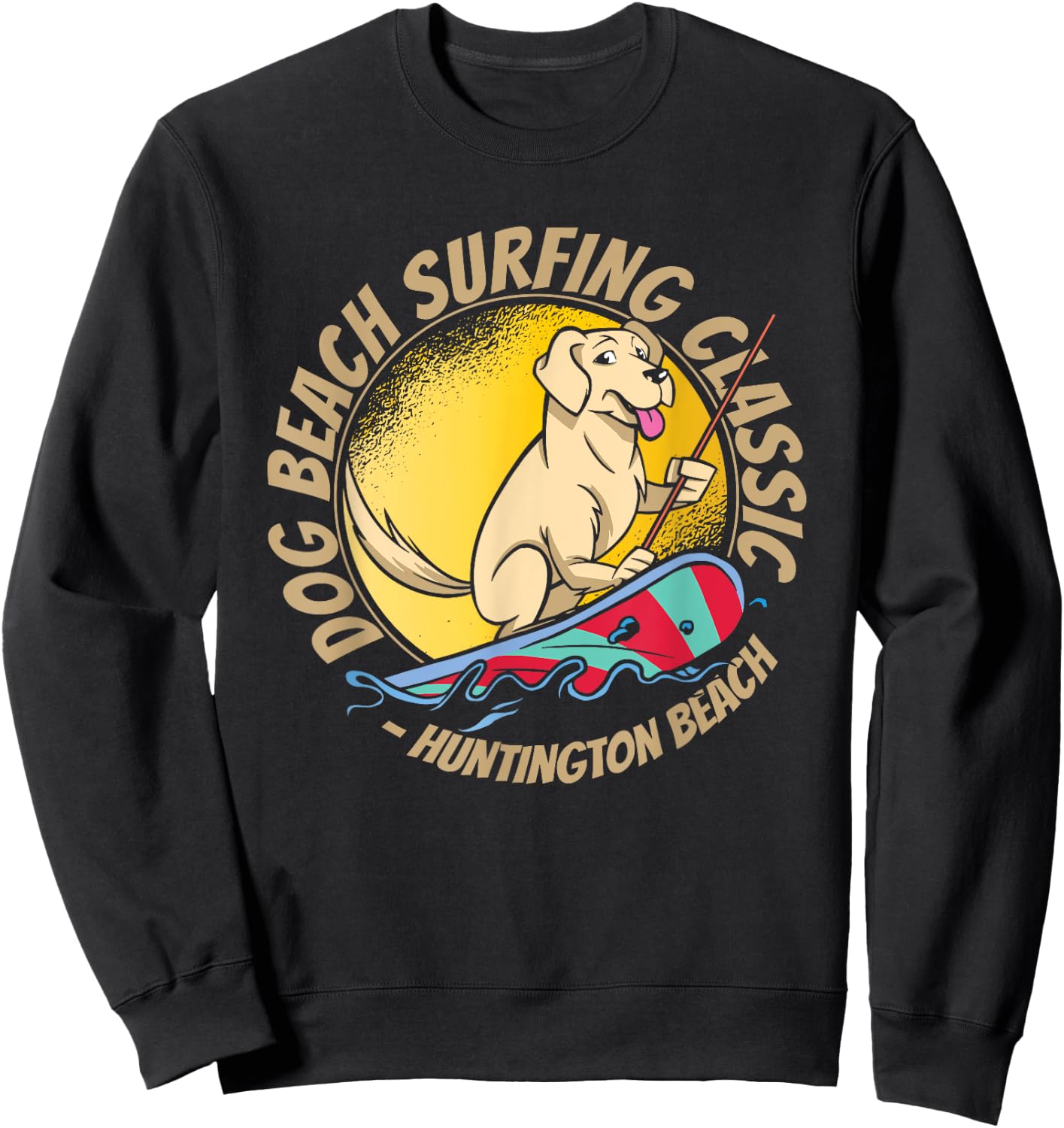 Huntington Dog Beach California CA Surf Sweatshirt - Sweatshirt | Black