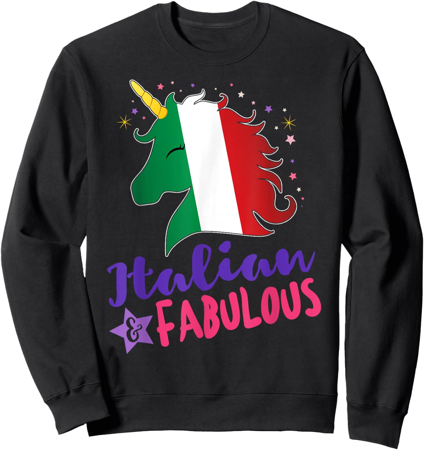 Italian Pride Gift Italian Unicorn Sweatshirt - Sweatshirt | Black