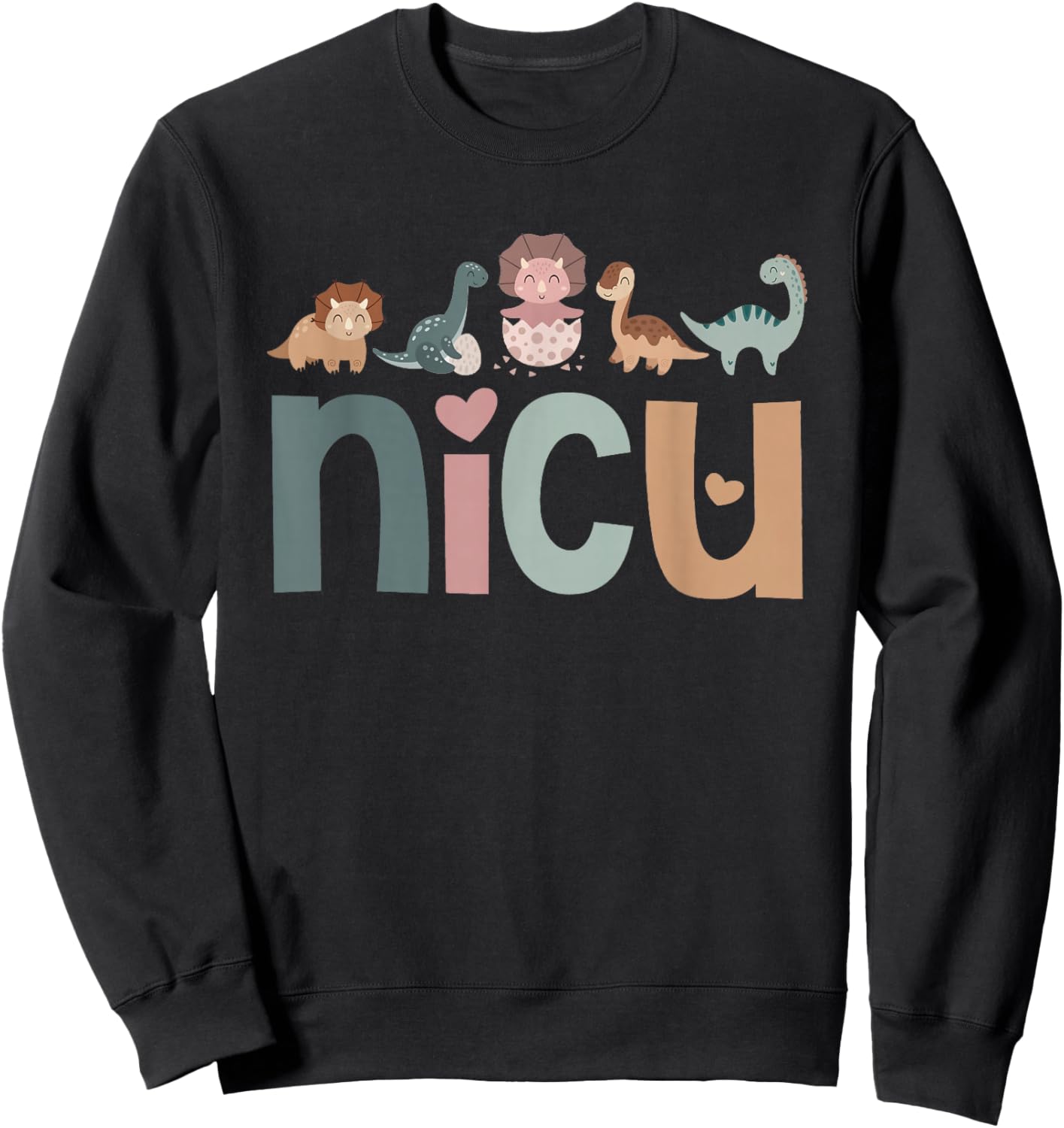 Retro NICU Nurse Baby Dinosaurs Neonatal Intensive Care Unit Sweatshirt - Sweatshirt | Black