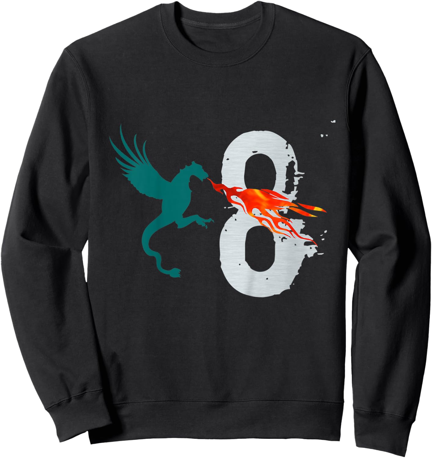 Kids Boys Girls 8 Year Old Birthday Dragon Shirt 8th Birthday Sweatshirt - Sweatshirt | Black