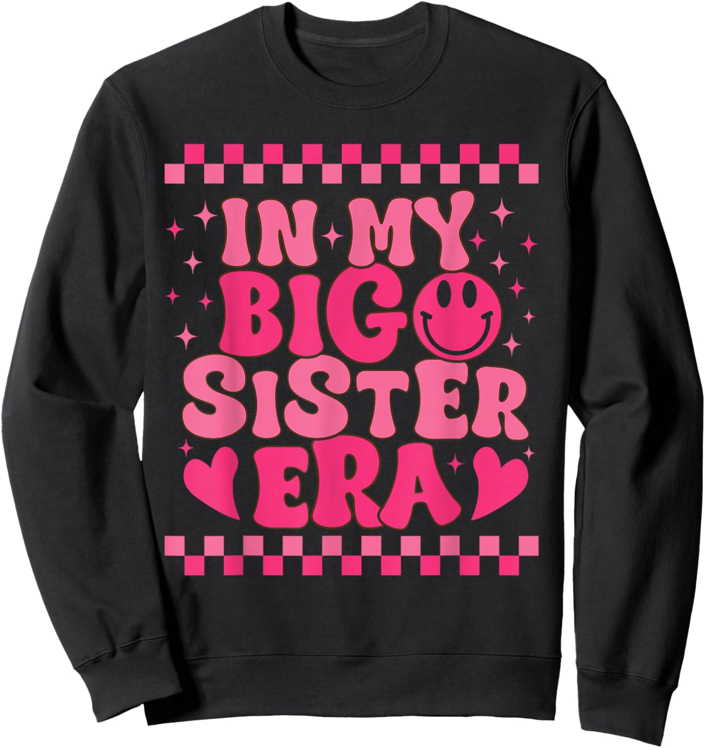 Groovy in My Big Sister Era Retro Big Sister Girls Kids Gift Sweatshirt - Sweatshirt | Black