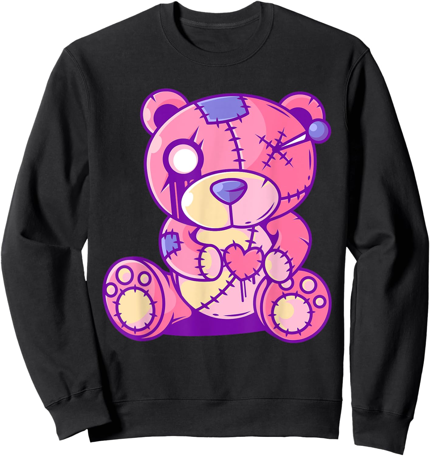 Pastel Goth Teddy Bear Japanese Anime Kawaii Menhera Sweatshirt - Sweatshirt | Black