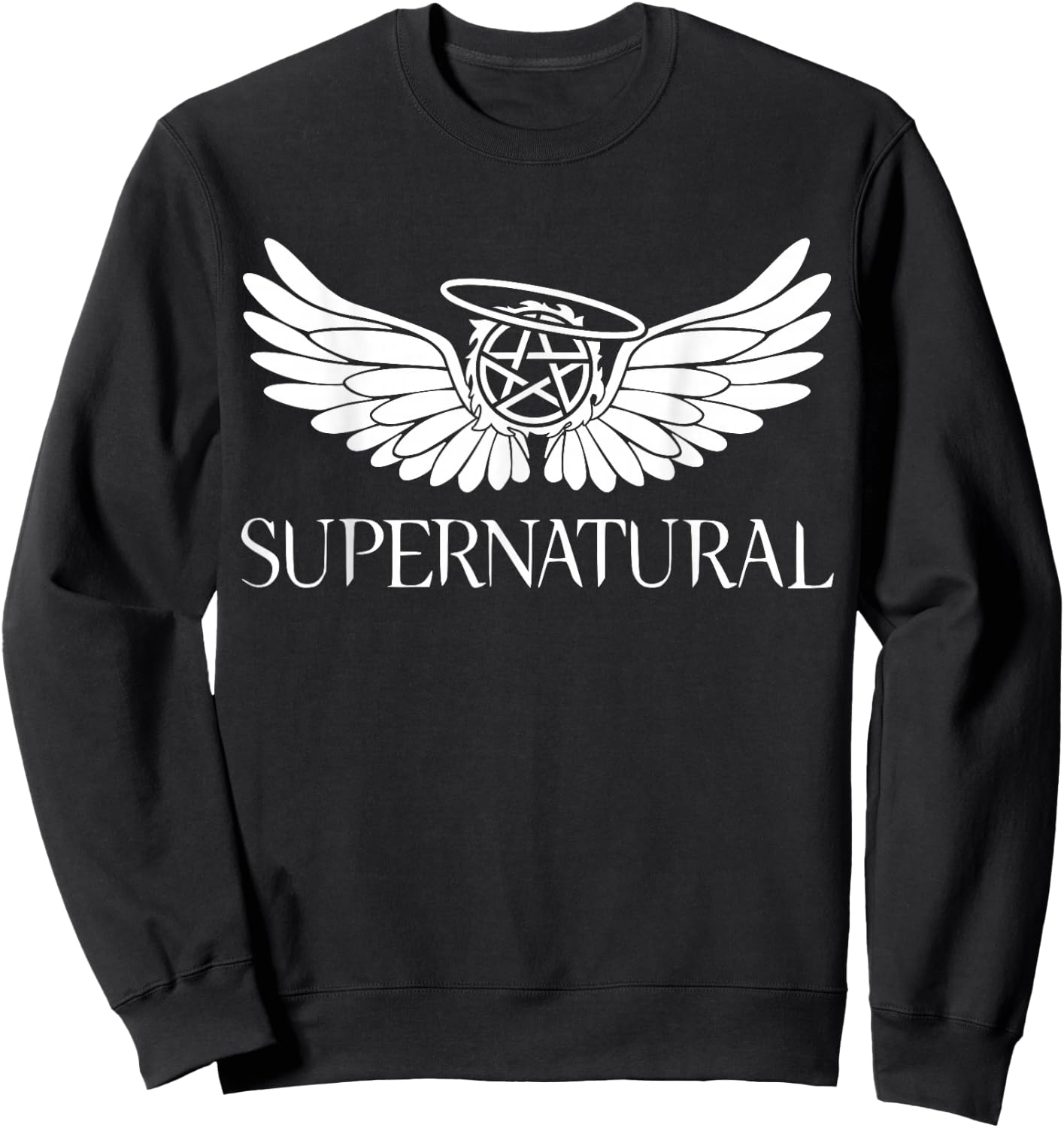 Supernatural Slogan Design Sweatshirt - Sweatshirt | Black