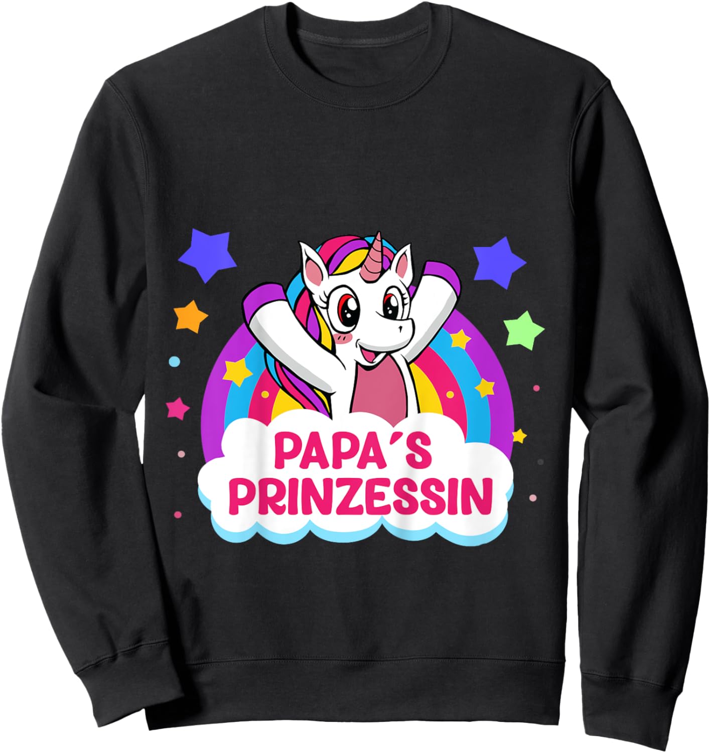 Mädchen Vater Papa Tochter Einhorn Papa Prinzessin Vatertag Sweatshirt - Sweatshirt | Black