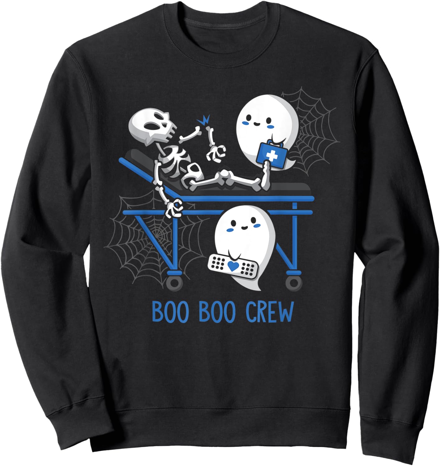 Boo Boo Crew Ghost Doctor Paramedic EMT Nurse Halloween Sweatshirt - Sweatshirt | Black