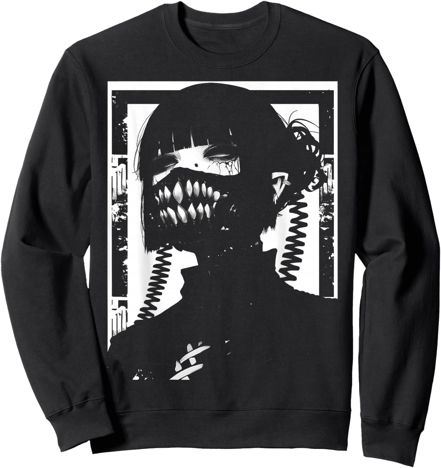 Horror Techwear Ghoul Girl Cybergoth Gothic Anime Manga Sweatshirt - Sweatshirt | Black