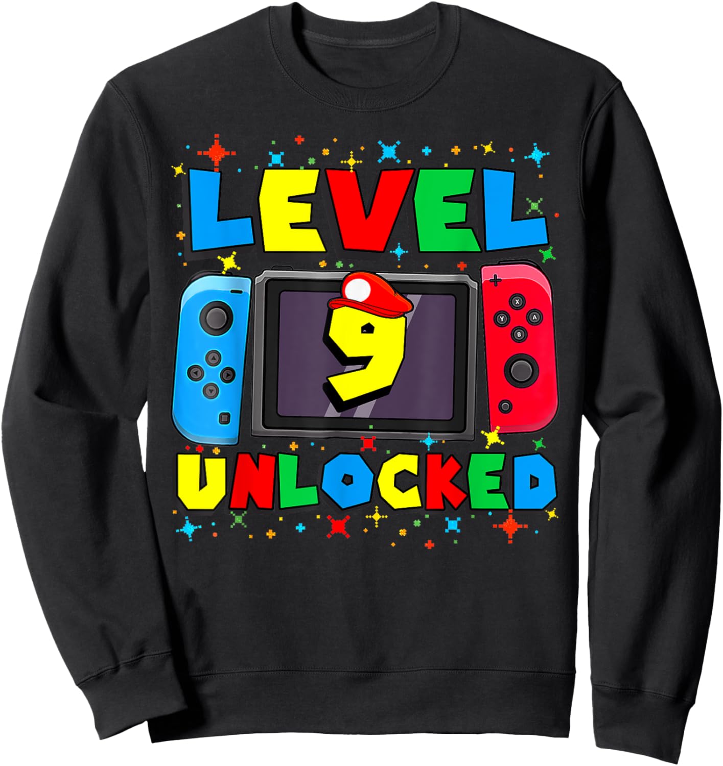 Level 9 Unlocked Gamer 9th Birthday Gift Video Game Boys Sweatshirt - Sweatshirt | Black