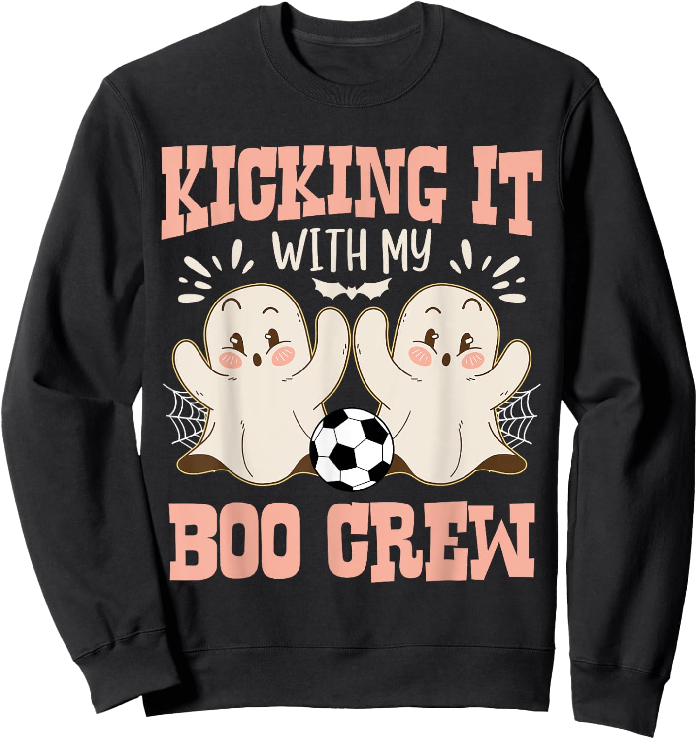 Spooky Halloween Soccer Kicking It With My Boo Crew Sweatshirt - Sweatshirt | Black