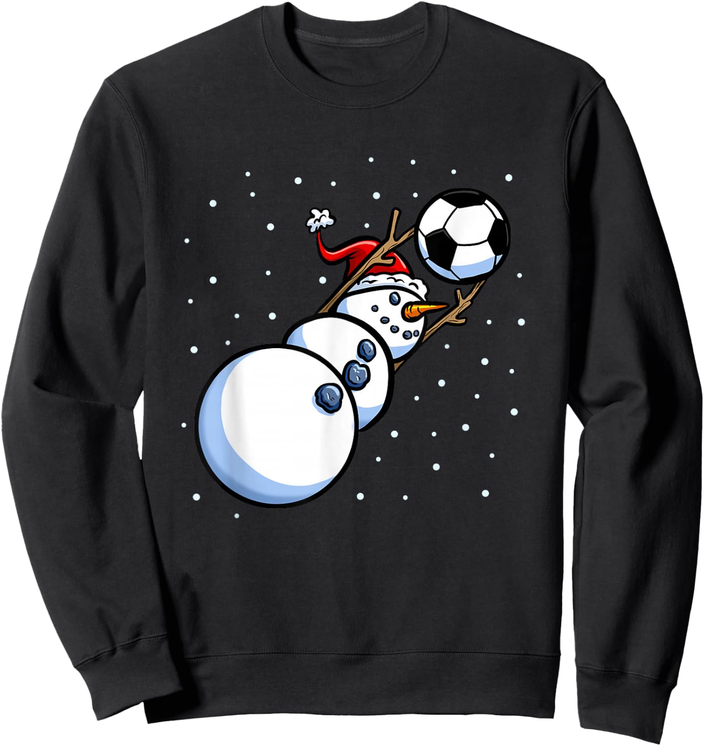 Christmas Boys Men Xmas Goalkeeper Soccer Snowman Sweatshirt - Sweatshirt | Black