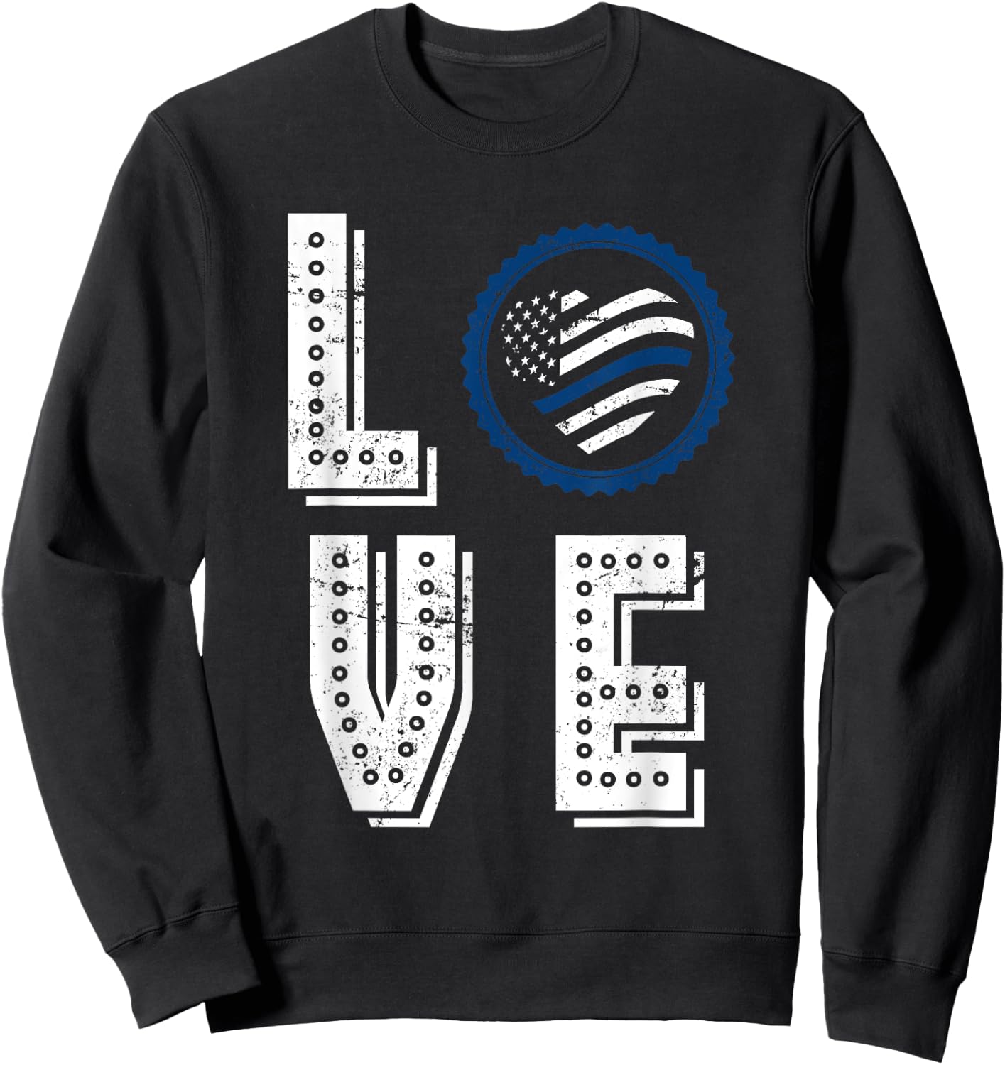 US Pride Police Officer Valentines Day Gift Police Sweatshirt - Sweatshirt | Black
