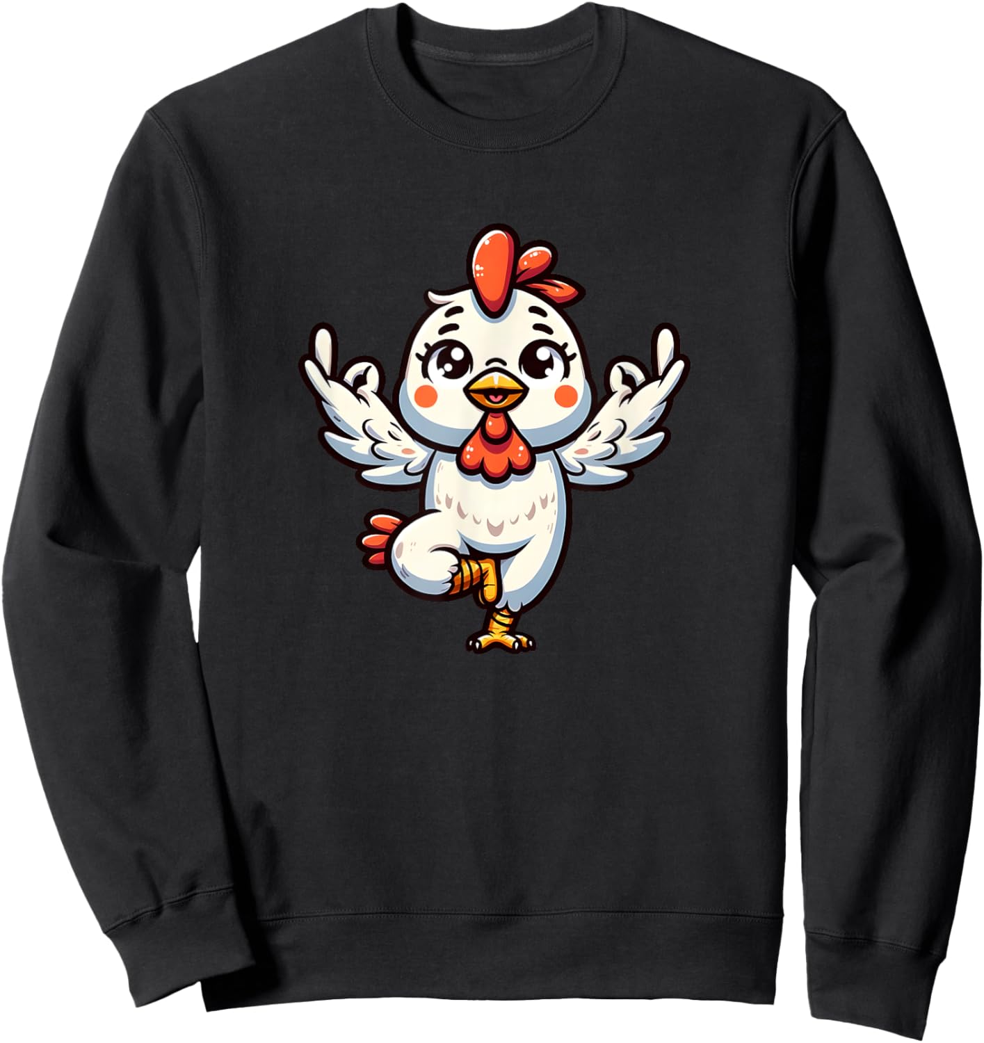 Cute Yoga Chicken Gymnastics fitness workout meditation Sweatshirt - Sweatshirt | Black